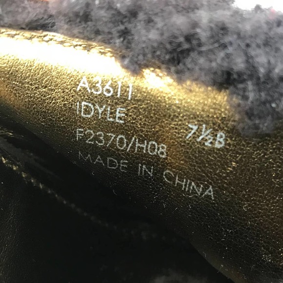 Coach Idyle Brown Suede Shearling Faux Fur Brass Trim Mules Sz 7.5 - Picture 10 of 10